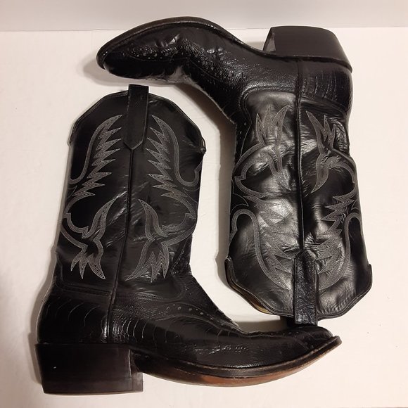 Rios Of Mercedes Men's Black Leather Western Cowboy Boots 4105 Size 10.5 D - Picture 3 of 10